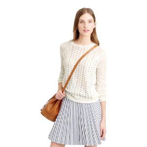J. Crew Stacked Sequin Linen Blend Cream Sweater Top